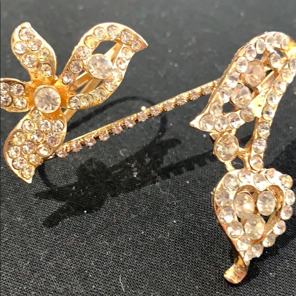 Gold tone Crystal finger bracelet